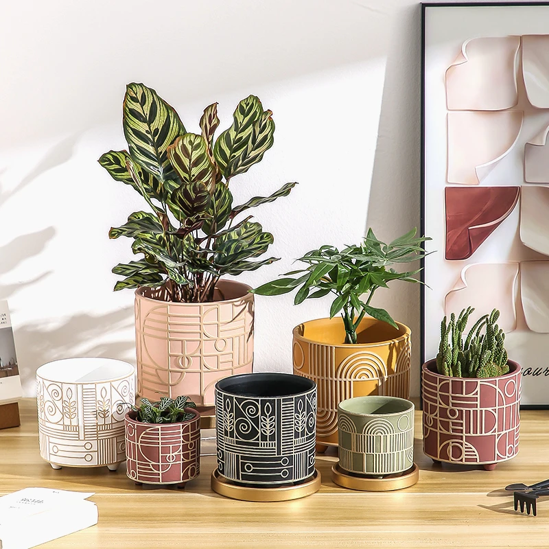 Aloe Vera Pot - Simple Cylindrical Ceramic Flower Pot Succulent